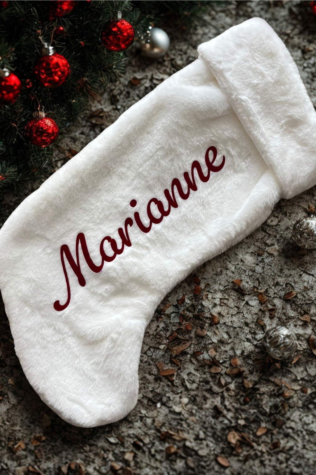 Chaussette de Noël blanche - Personnalisable