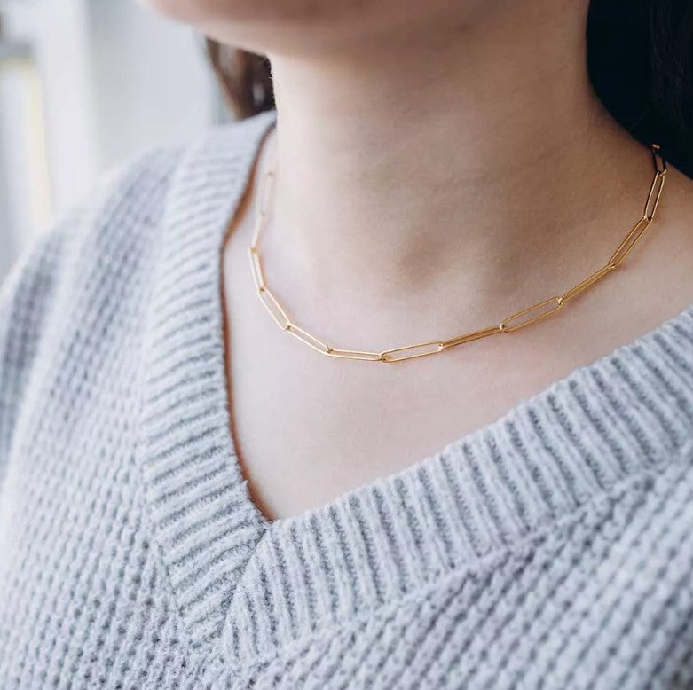 Collier Doré - Maille Rectangulaire - Personnalisable