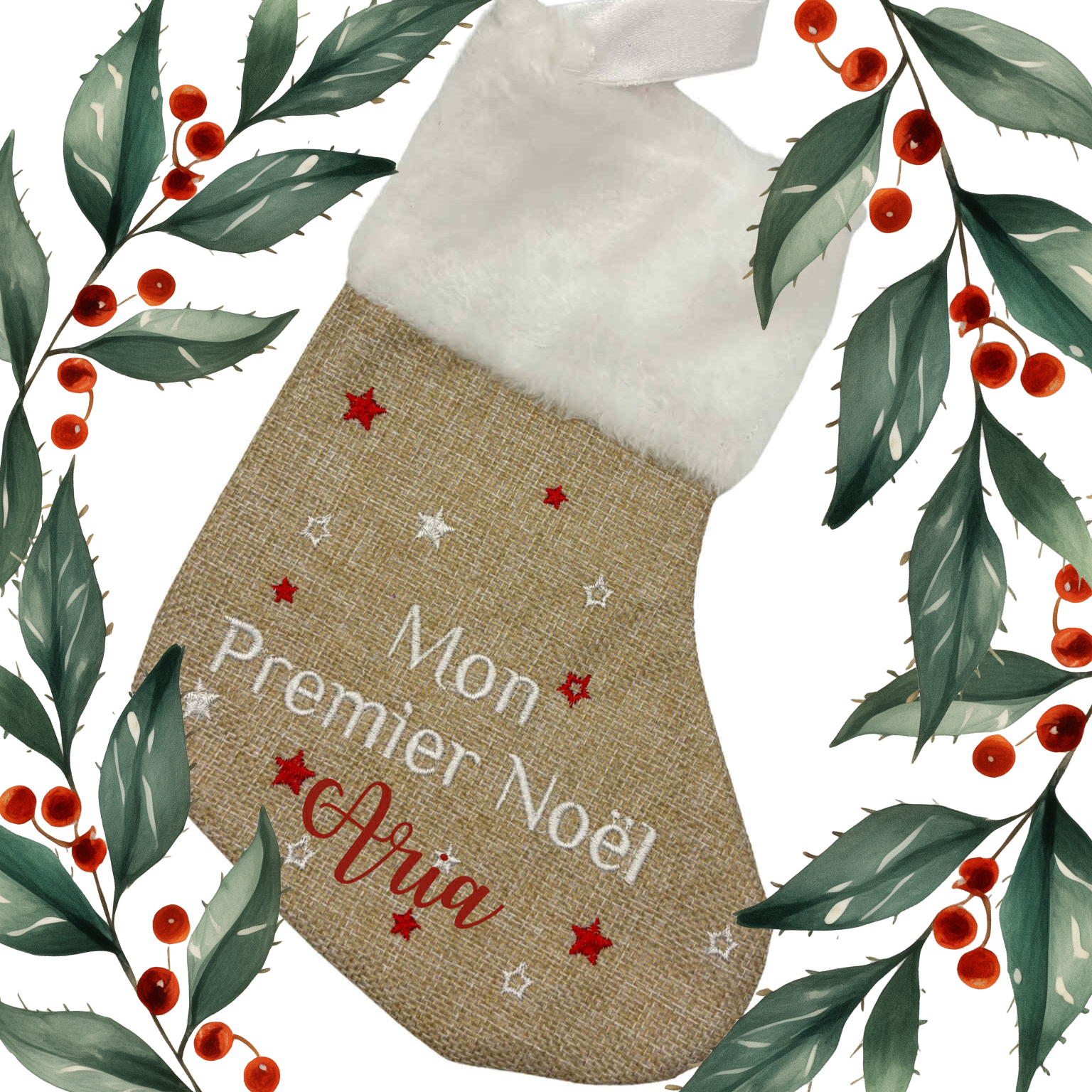 Chaussette Noël personnalisée pour bébé cadeau personnalisé