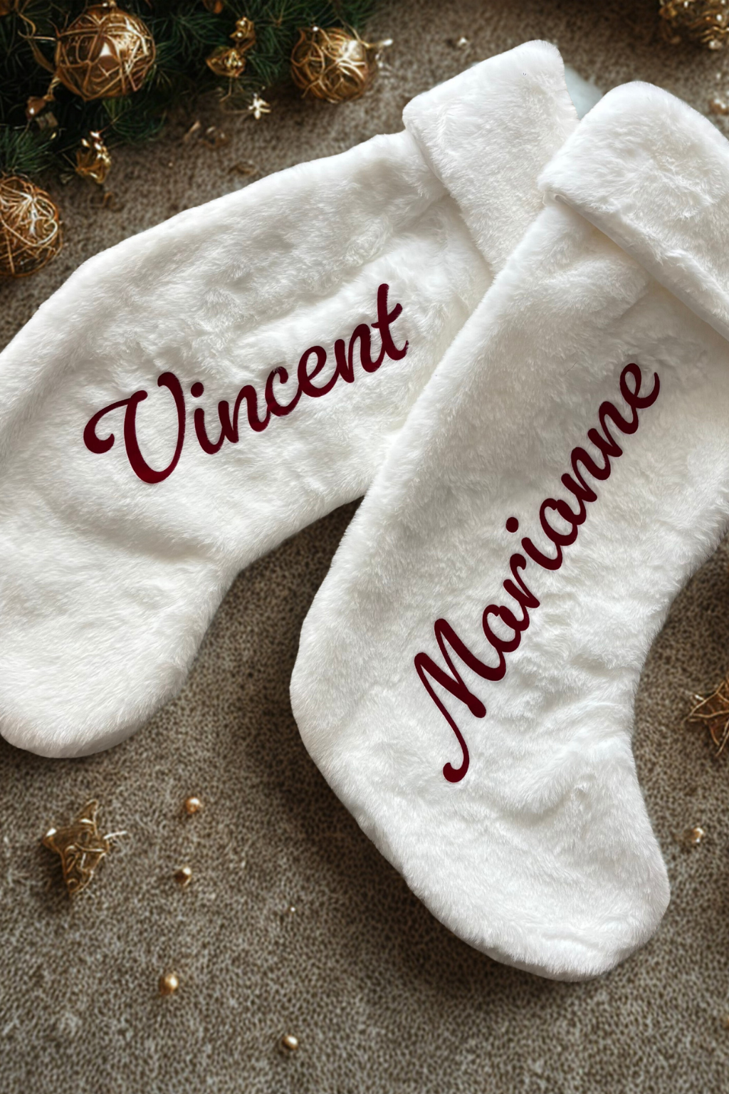 Chaussette de Noël blanche - Personnalisable