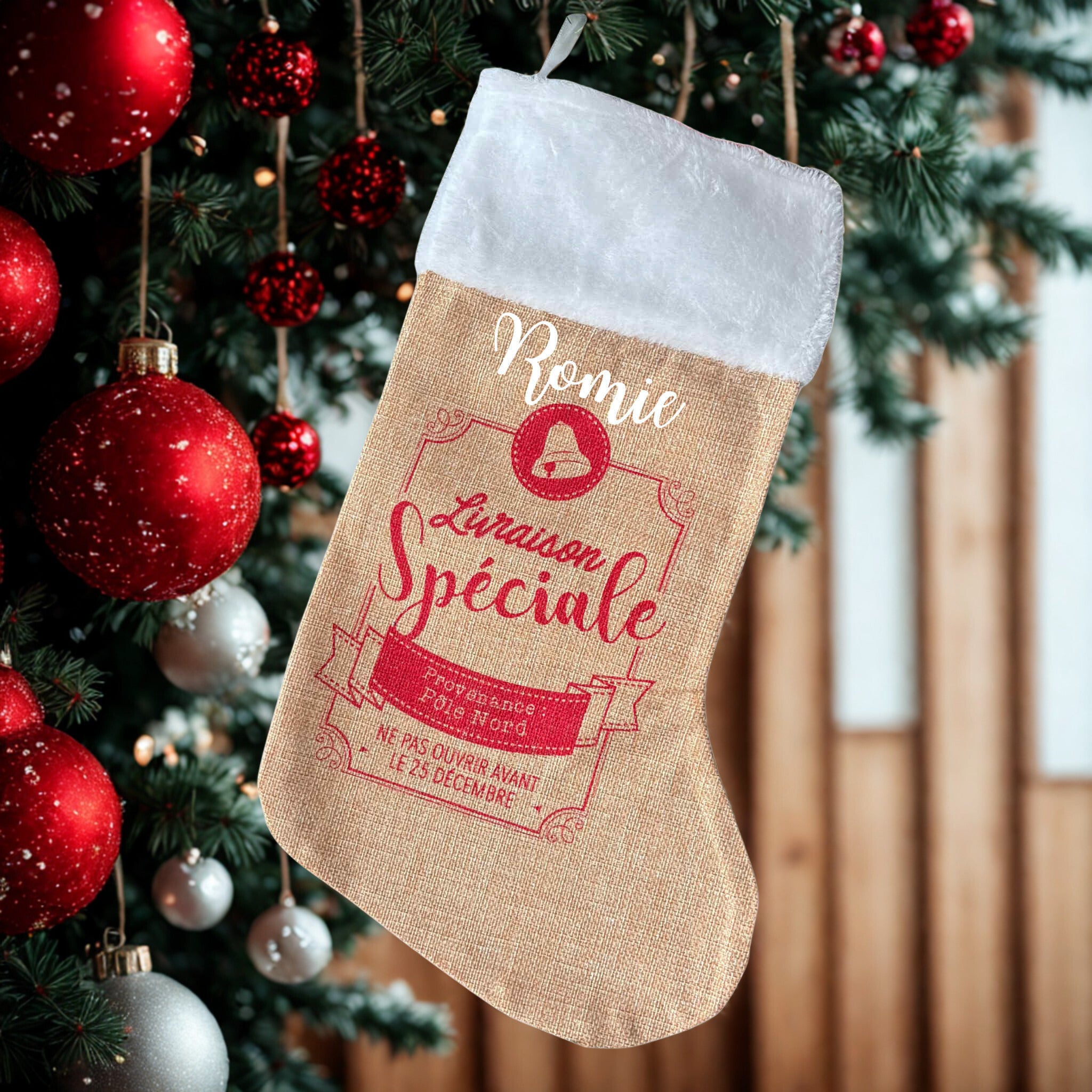 Chaussette de Noël - Livraison Spéciale -  Personnalisable